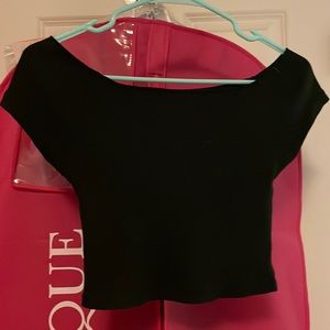 Black off the shoulder tee